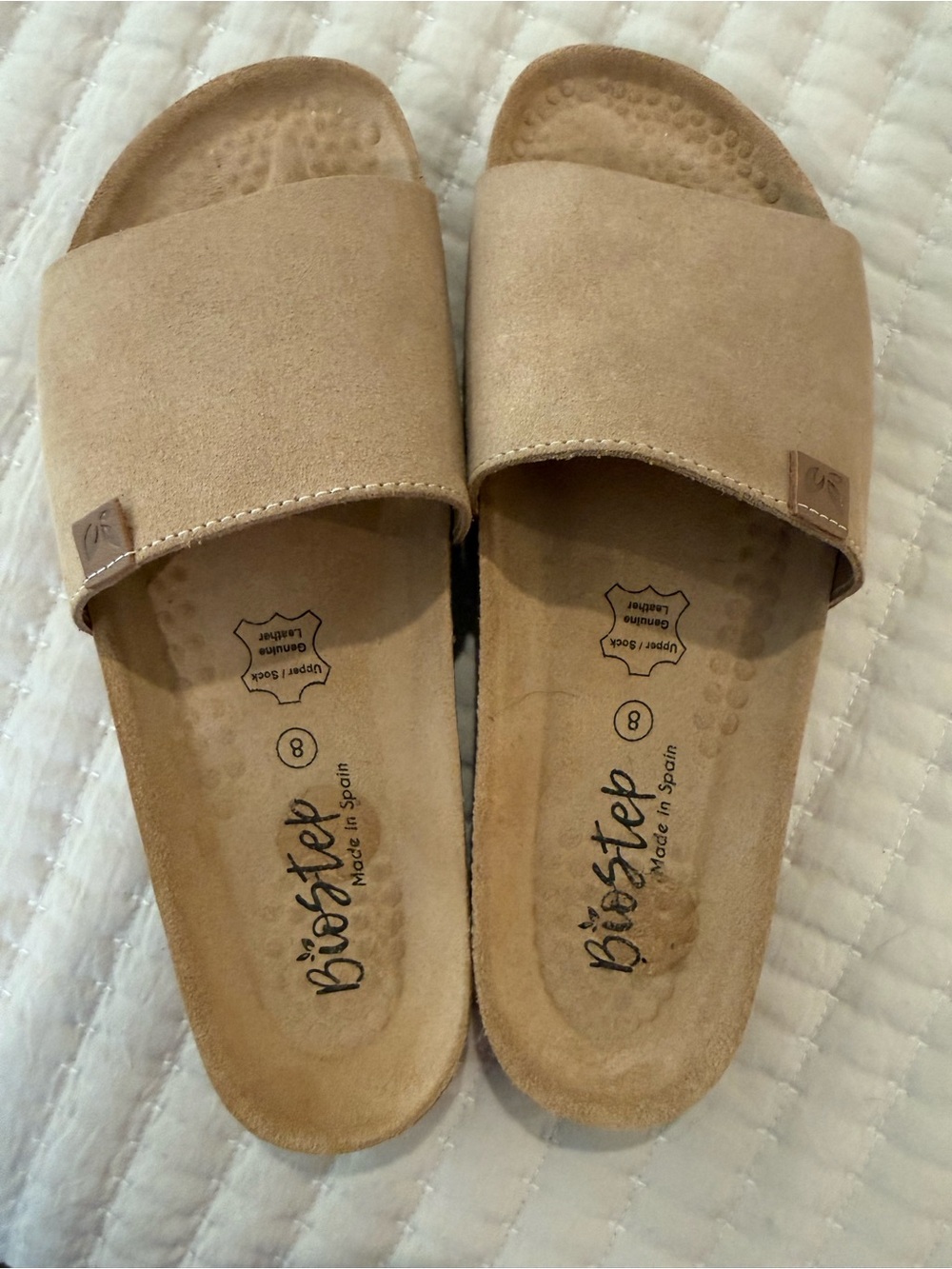 BioStep Classic Suede Slide Sandals in Tan